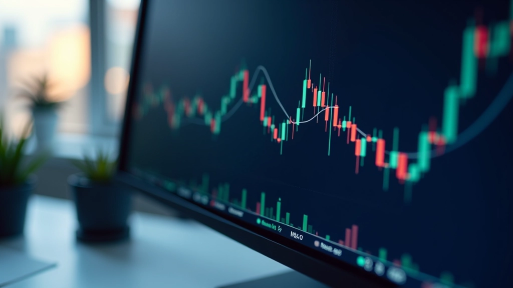 Écran d'ordinateur affichant l'indice CAC 40 avec des graphiques en chandeliers et des données de marché